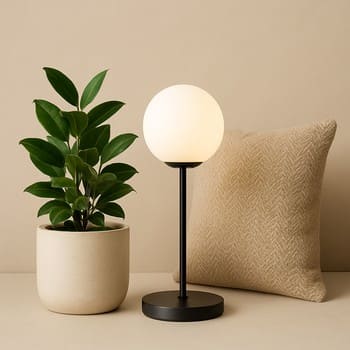 Qonaq otağında divan və orta masa ətrafında bitkilərlə M ölçülü living set