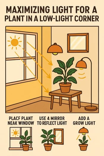 Az işıqlı otaqda Low Light bitkilər üçün ayrılmış künc xəritəsi