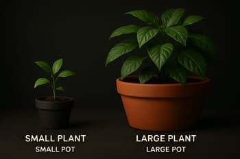 Low Light bitkilər üçün fərqli ölçüdə pinco kasaların müqayisəli görüntüsü