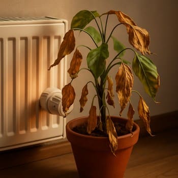 Qışda radiator yaxınlığında quruma riskinə görə yerdəyişdirilən otaq bitkiləri