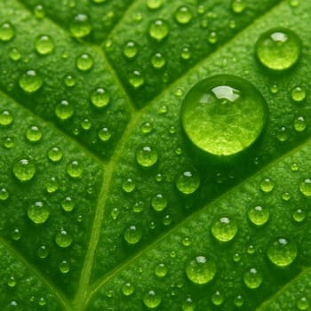 Sağlam, parlaq yaşıl yarpağın yaxın plan görüntüsü