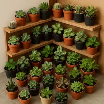 Şam, bitki və kiçik posterlə tamaml¬lanmış mini yaşıl künc seti