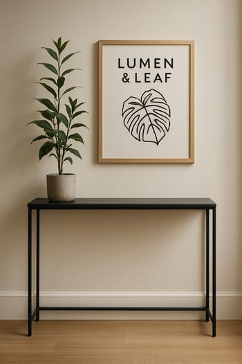 Dəhliz üçün yığcam konsol masası və otaq bitkiləri ilə set