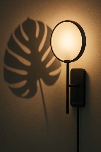 Divarda yarpaq kölgəsi yaradan müasir divar lampası